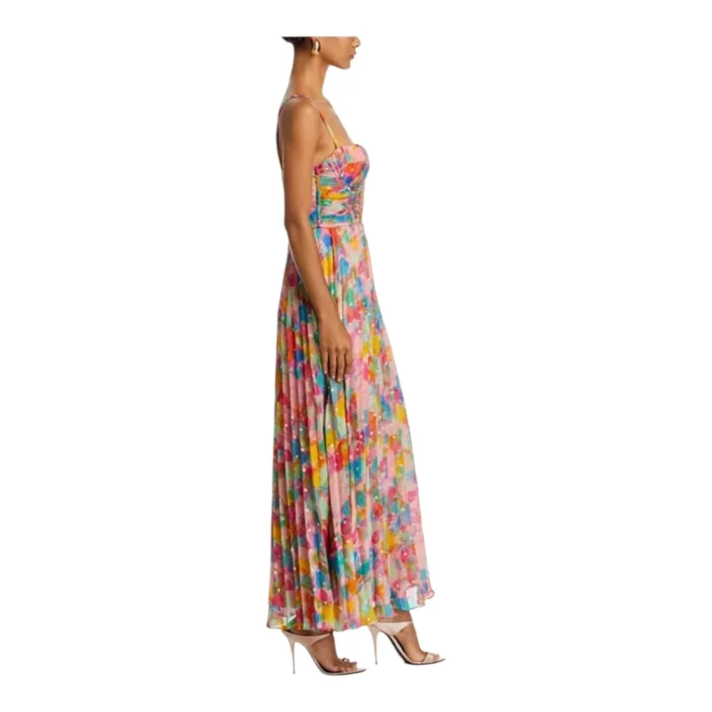 Aqua X Kerri Rosenthal Womens Maxi Dress Pink/Multi Pleated Corset Bust Size XL - Picture 3 of 13